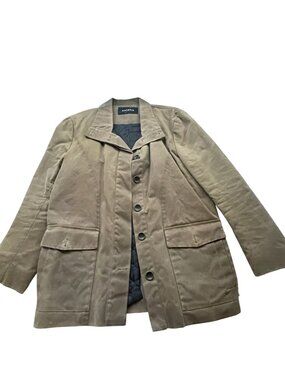 Bespoken Rugged Brown Quilted-Lined Cotton Jacket With Button Front & Pockets Me